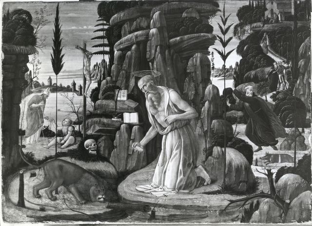 Nationalmuseum Stockholm — Sellaio, J. del. St. Jerome & Augustine in the Wilderness — insieme